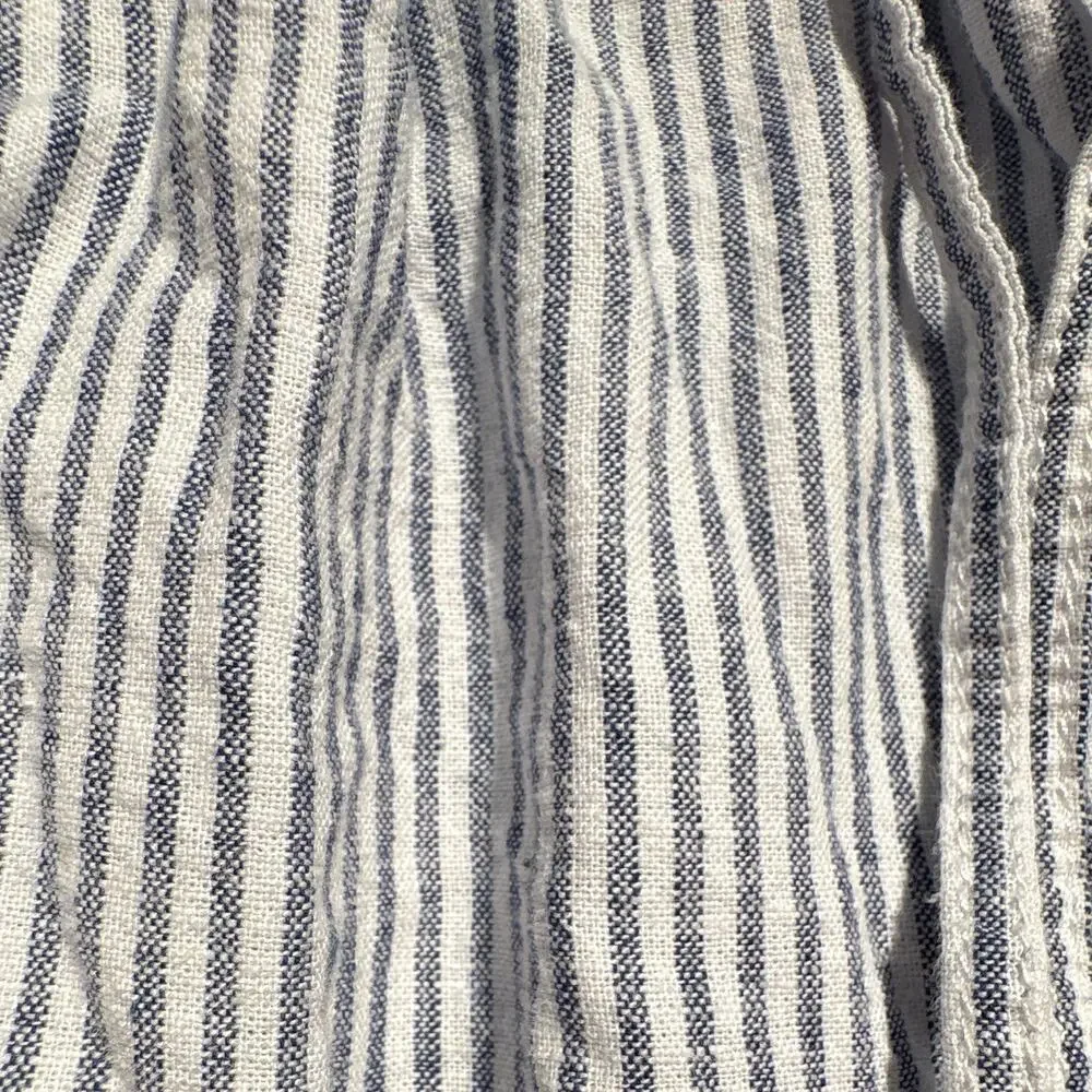 H&M Women's Blue/White Linen & Cotton Straight Leg Pants w/ drawstring, Size XS